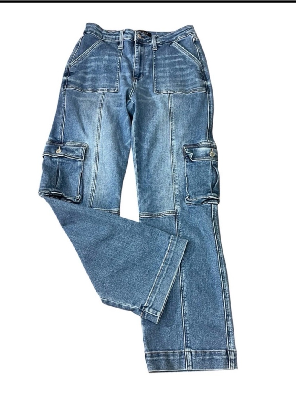 Judy Blue High Waist Wide Leg Denim Cargo Jeans Sz 13/31